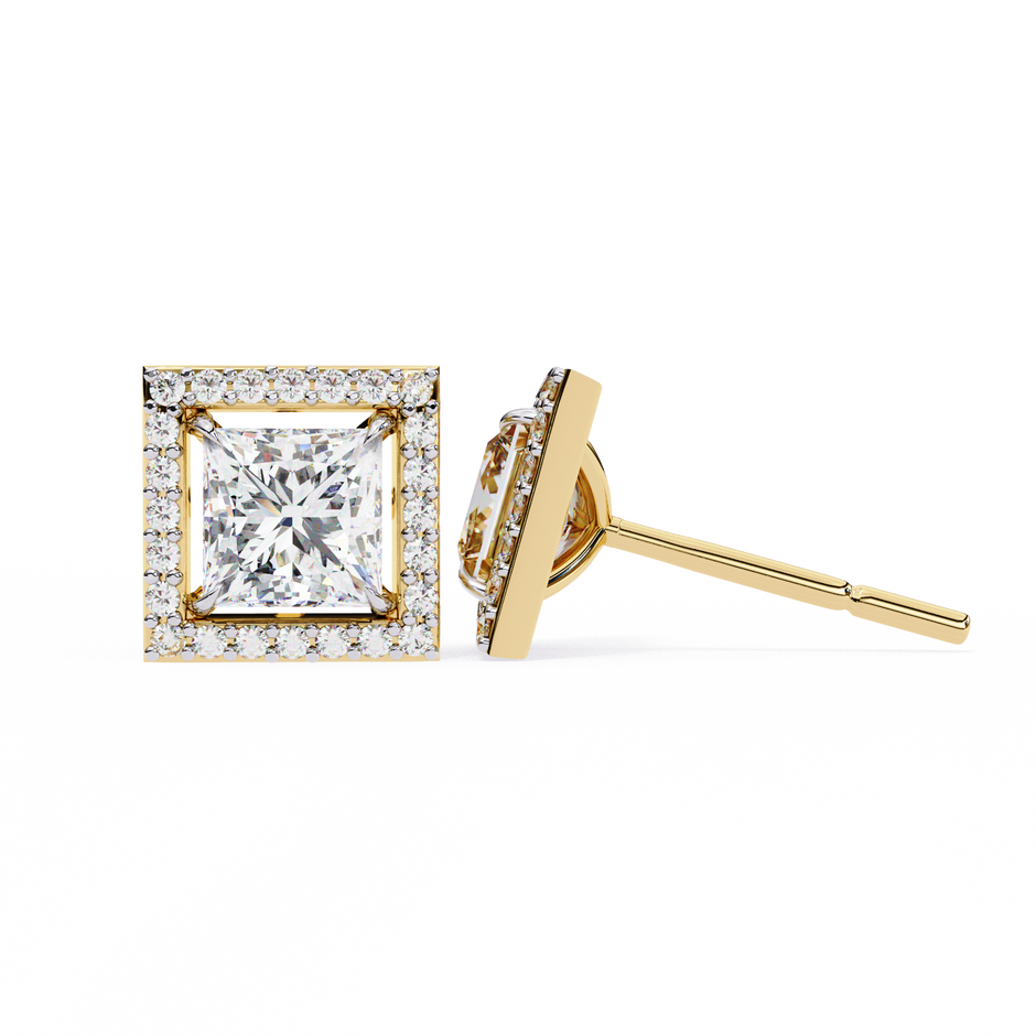 Ardente Yellow Gold Diamond Stud Earrings — 10k–18k Gold