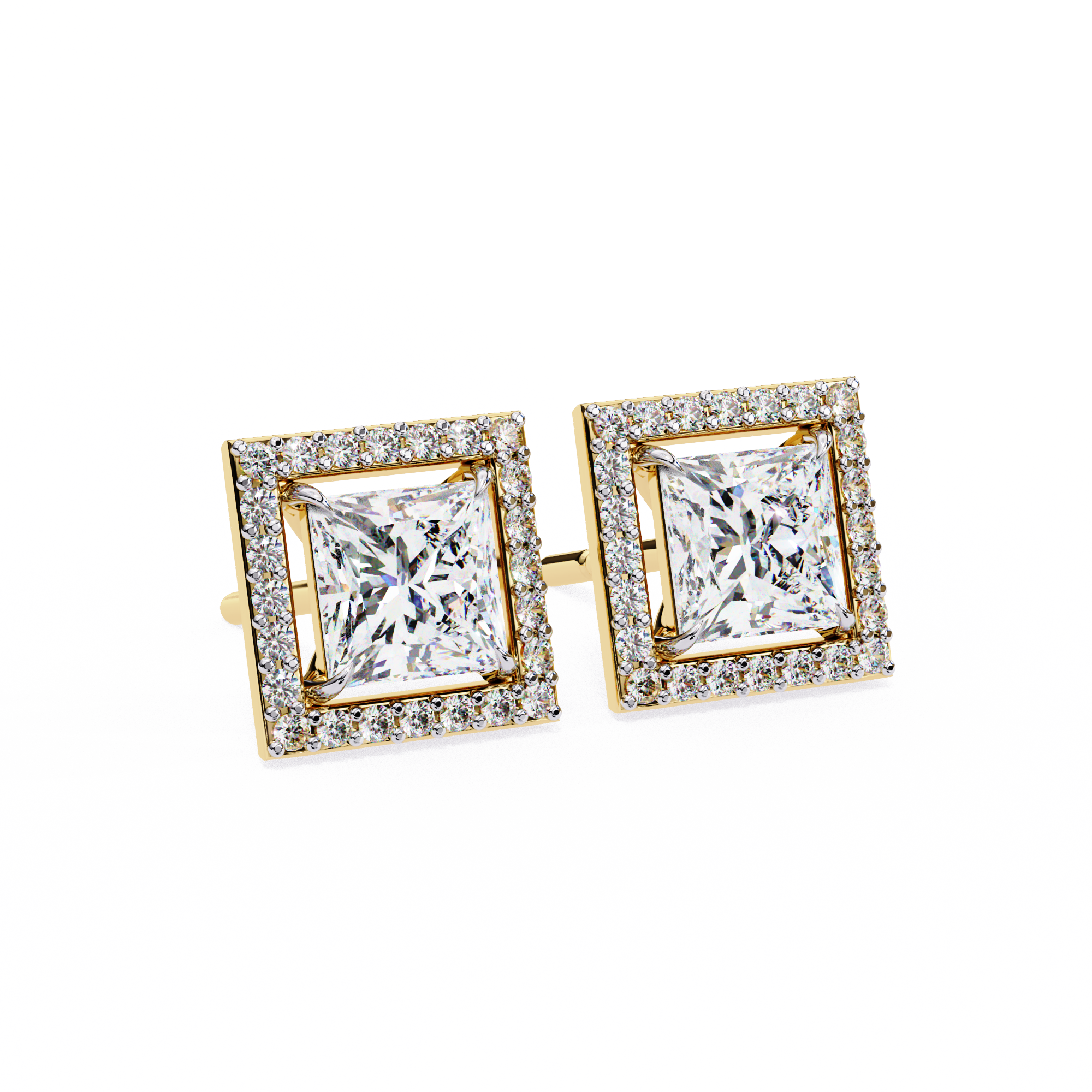 Ardente Yellow Gold Diamond Stud Earrings — 10k–18k Gold