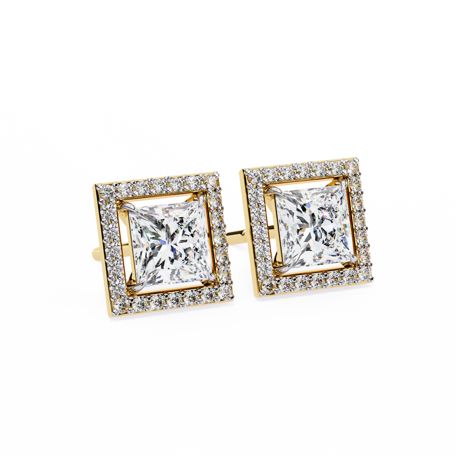 Ardente Yellow Gold Diamond Stud Earrings — 10k–18k Gold