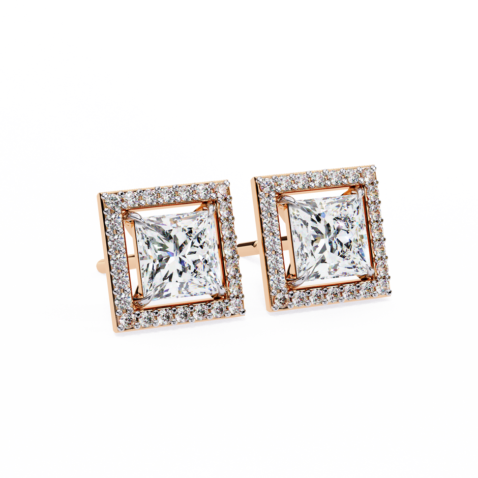 Ardente Yellow Gold Diamond Stud Earrings — 10k–18k Gold
