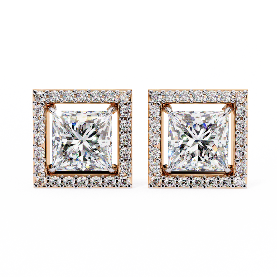 Ardente Yellow Gold Diamond Stud Earrings — 10k–18k Gold