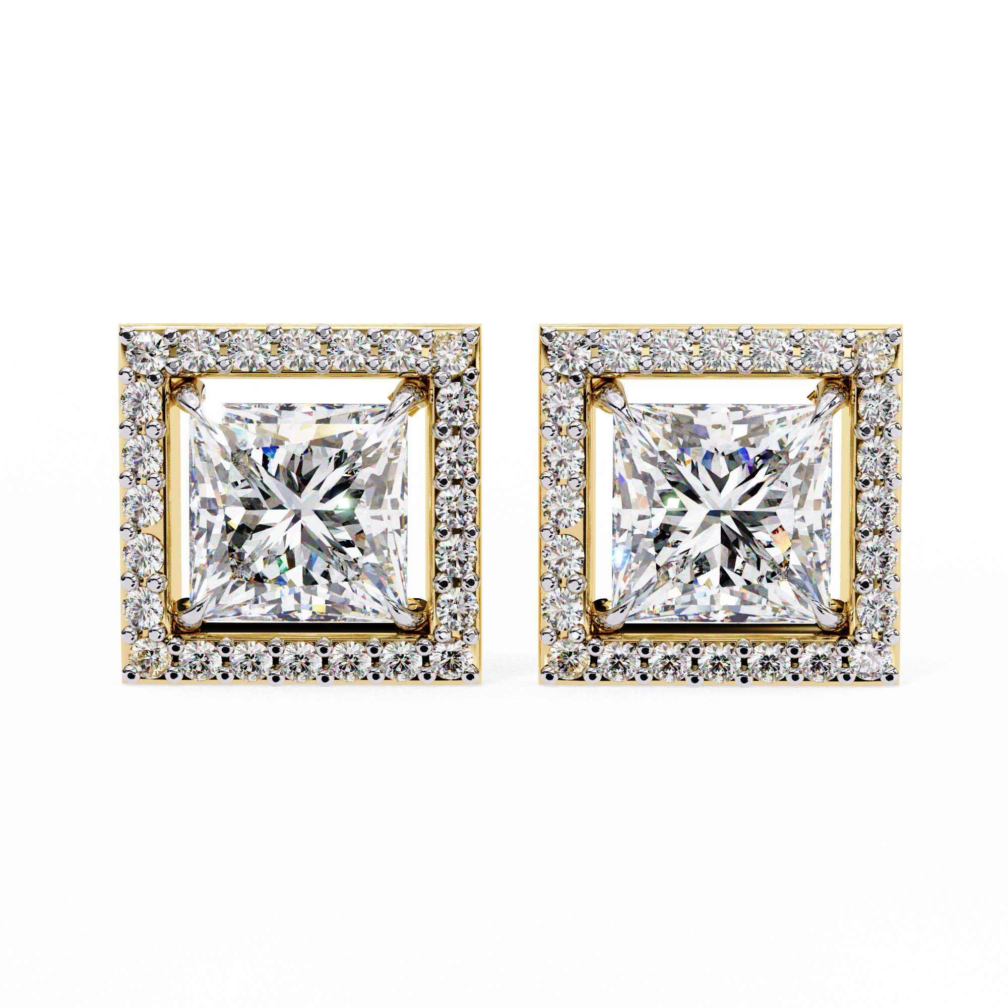 Ardente Yellow Gold Diamond Stud Earrings — 10k–18k Gold