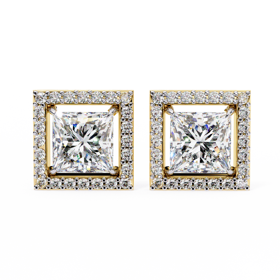 Ardente Yellow Gold Diamond Stud Earrings — 10k–18k Gold