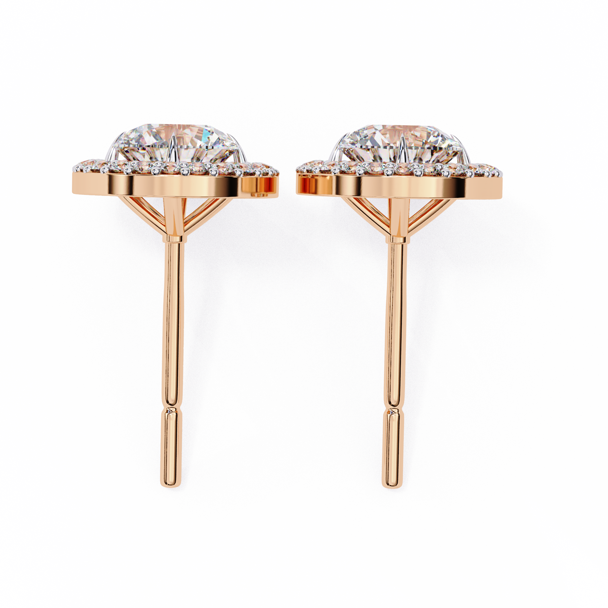Précieux Heart Diamond Stud Earrings — 10k–18k Gold