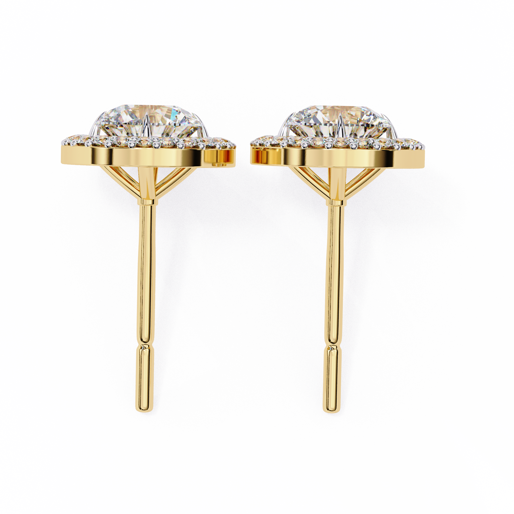 Précieux Heart Diamond Stud Earrings — 10k–18k Gold