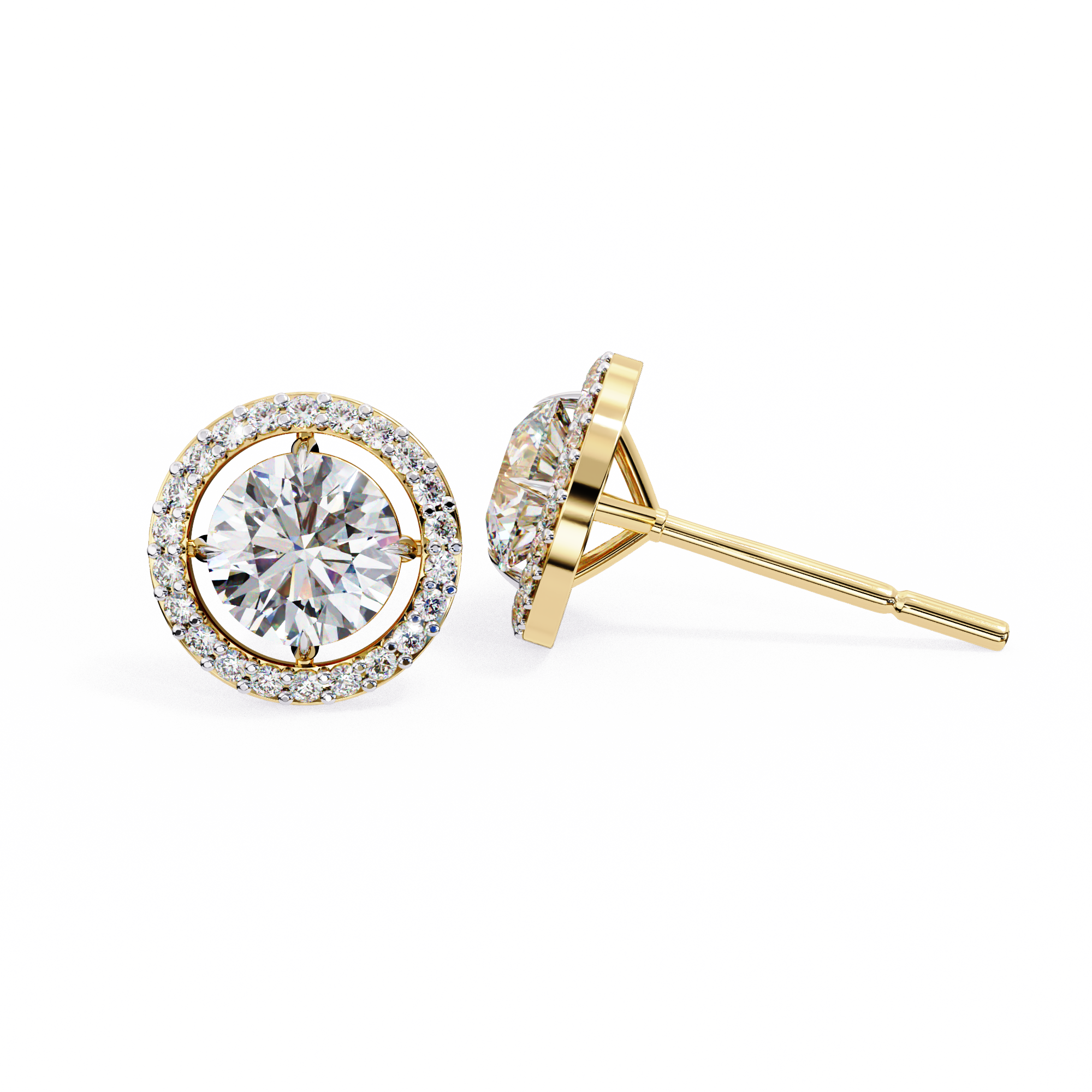 Atelier Micro-Pavé Diamond Stud Earrings — 10k–18k Gold