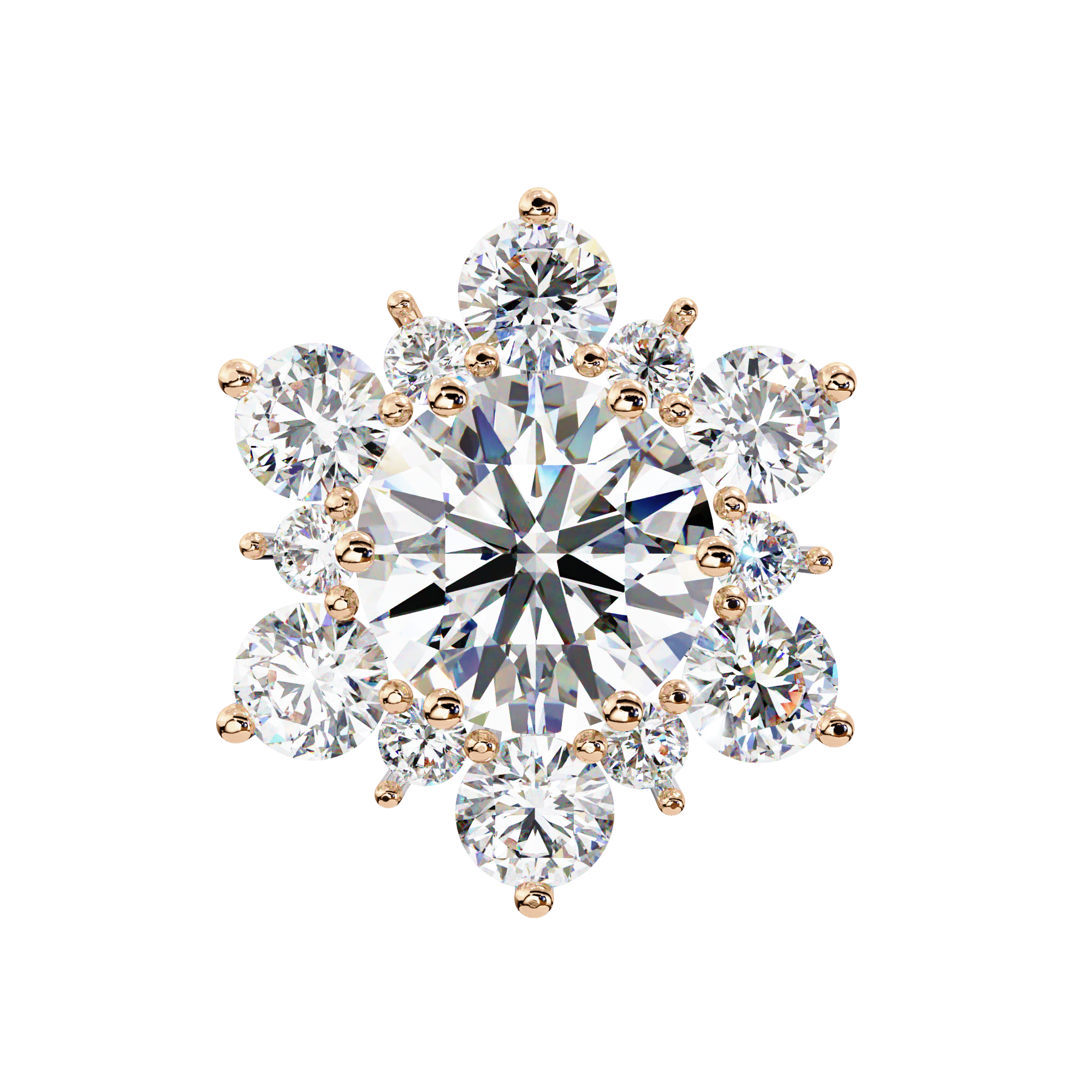 Mirage Double-Halo Diamond Stud Earrings — 10k–18k Gold