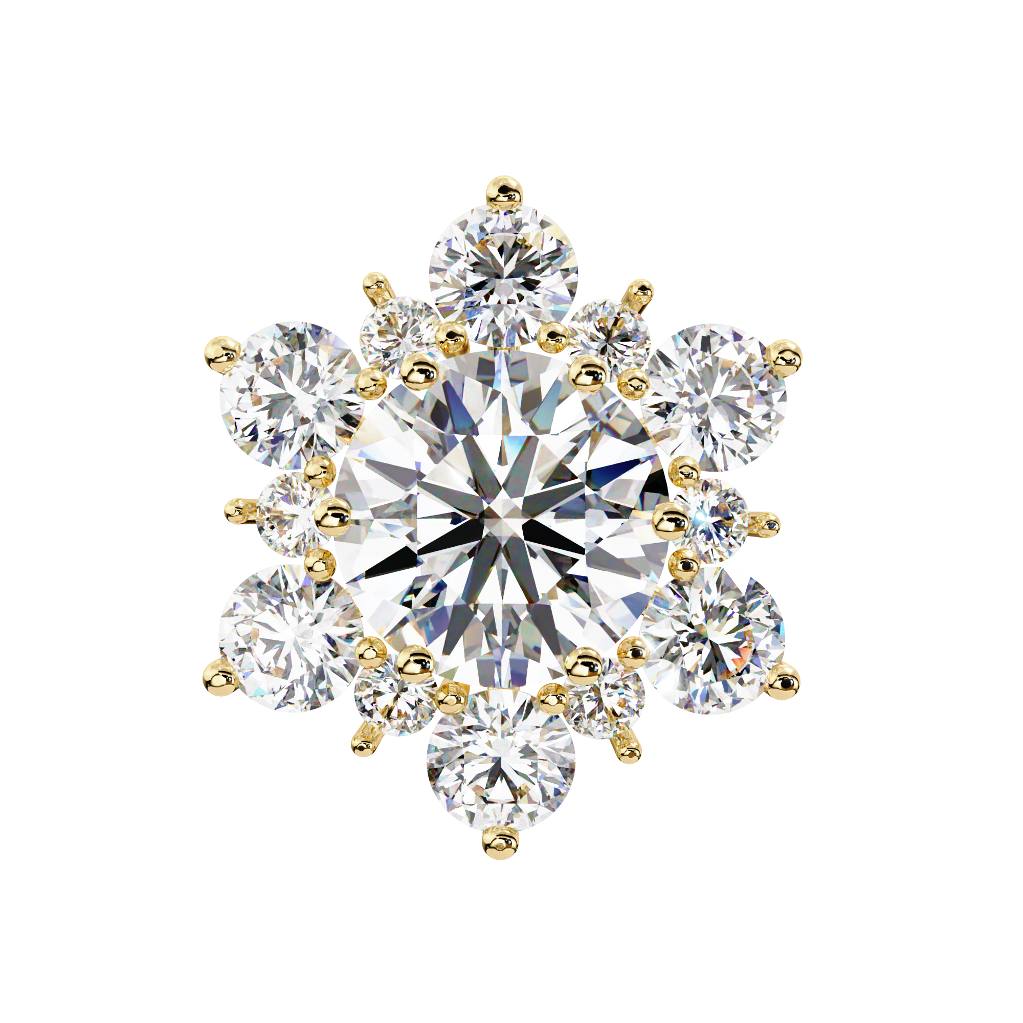 Mirage Double-Halo Diamond Stud Earrings — 10k–18k Gold