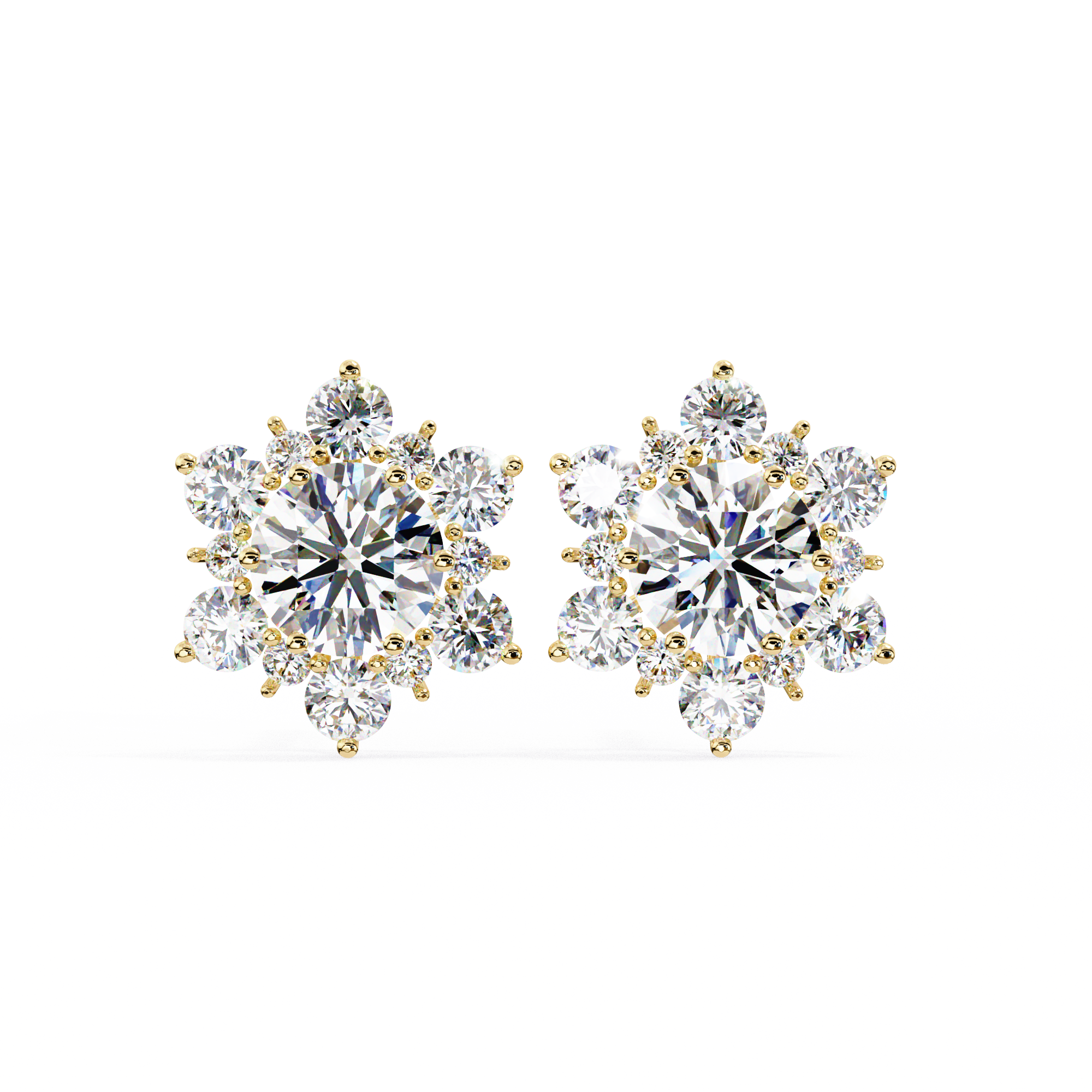 Mirage Double-Halo Diamond Stud Earrings — 10k–18k Gold