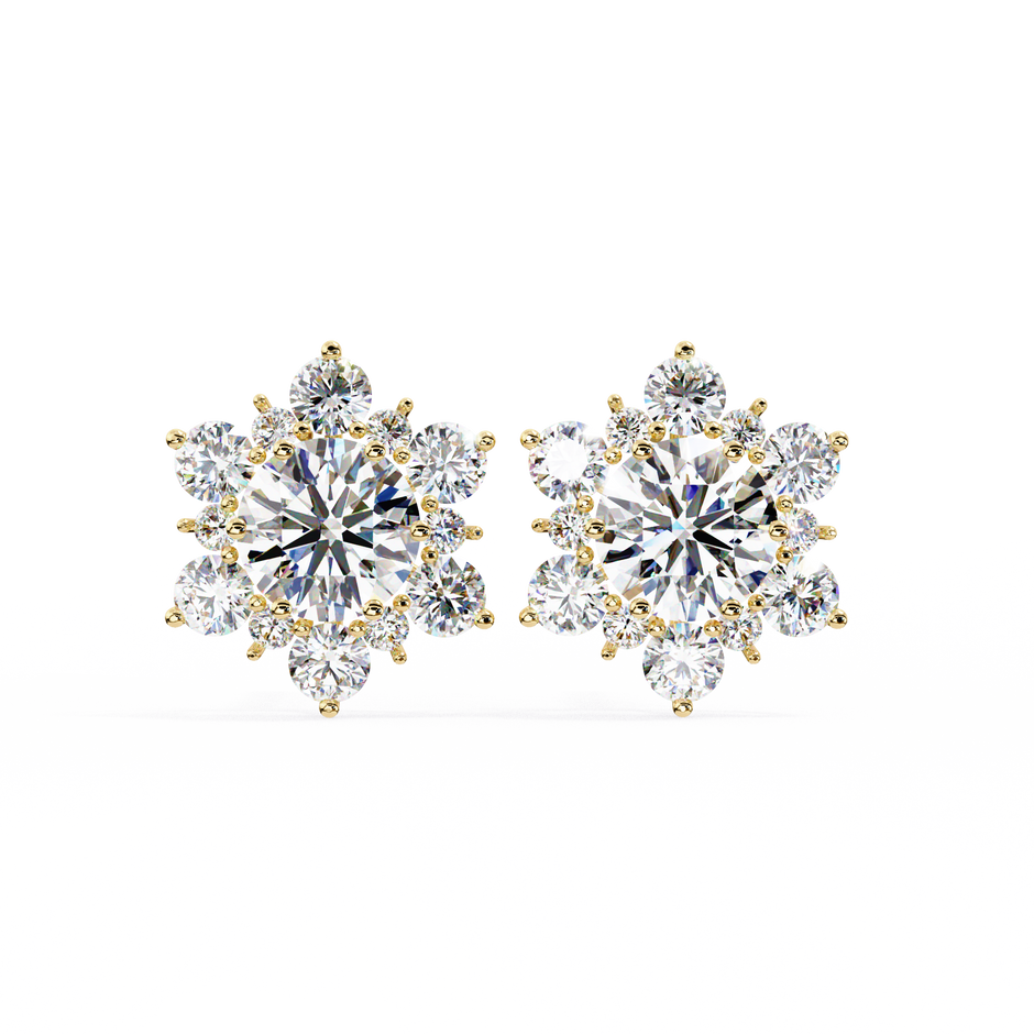 Mirage Double-Halo Diamond Stud Earrings — 10k–18k Gold
