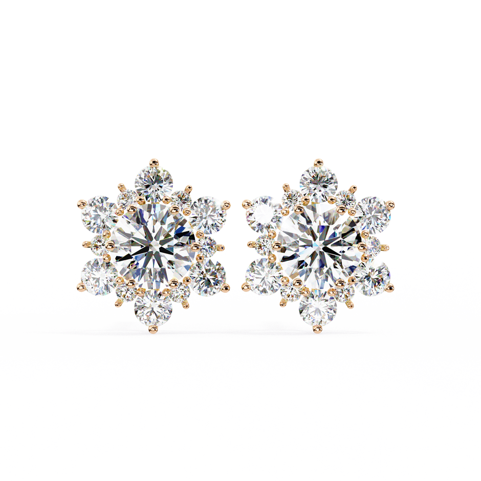 Mirage Double-Halo Diamond Stud Earrings — 10k–18k Gold