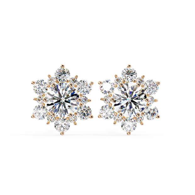 Mirage Double-Halo Diamond Stud Earrings — 10k–18k Gold