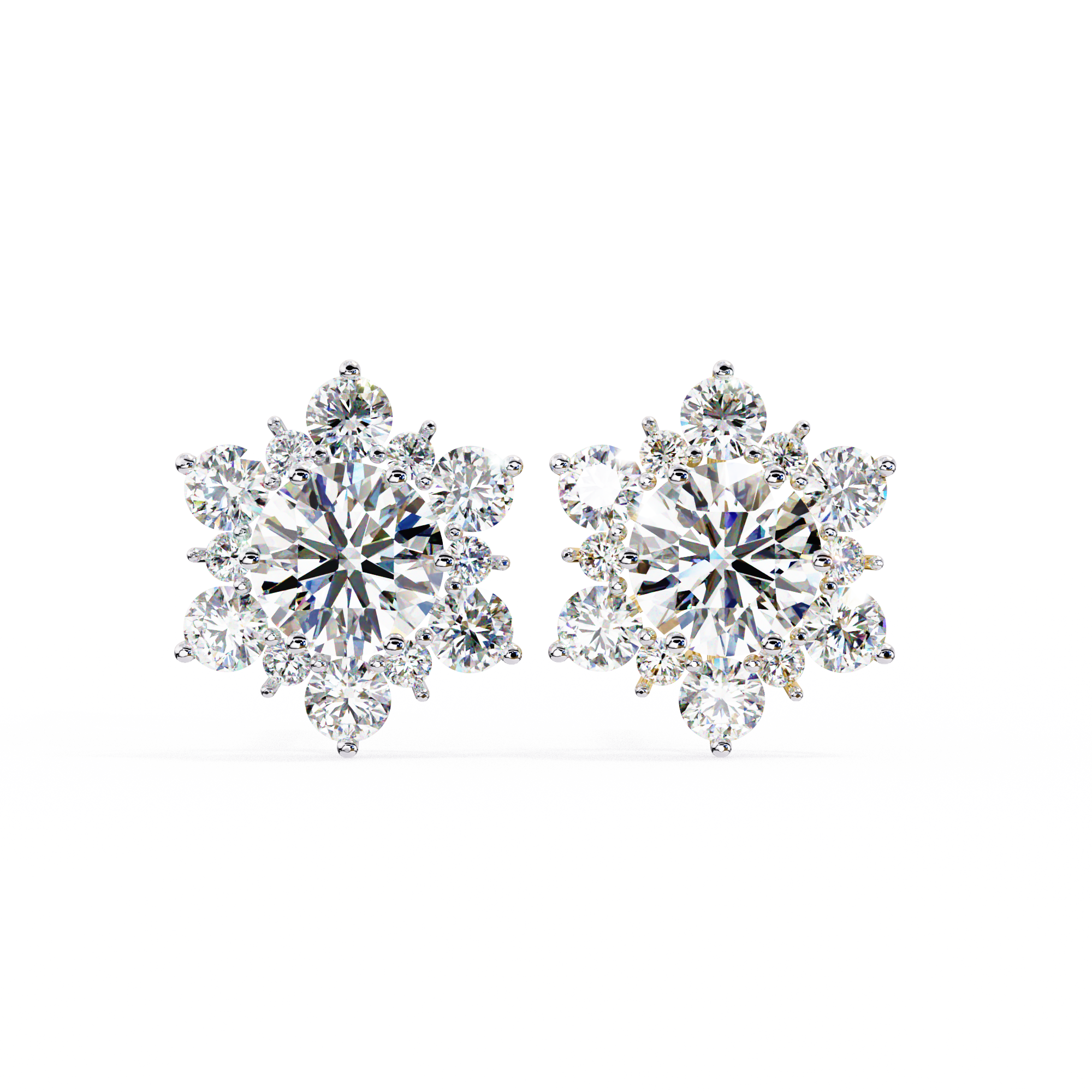 Mirage Double-Halo Diamond Stud Earrings — 10k–18k Gold