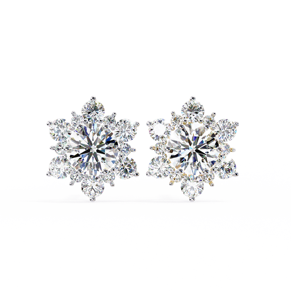 Mirage Double-Halo Diamond Stud Earrings — 10k–18k Gold