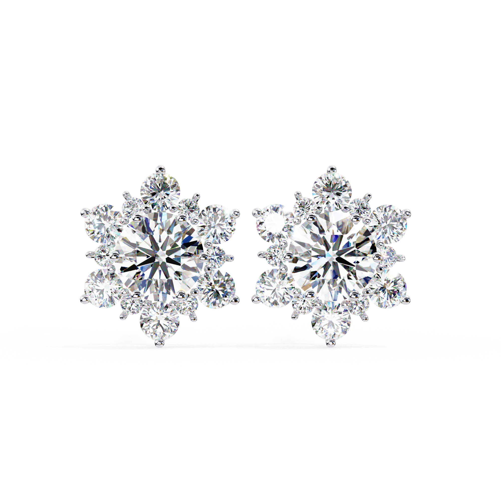 Mirage Double-Halo Diamond Stud Earrings — 10k–18k Gold