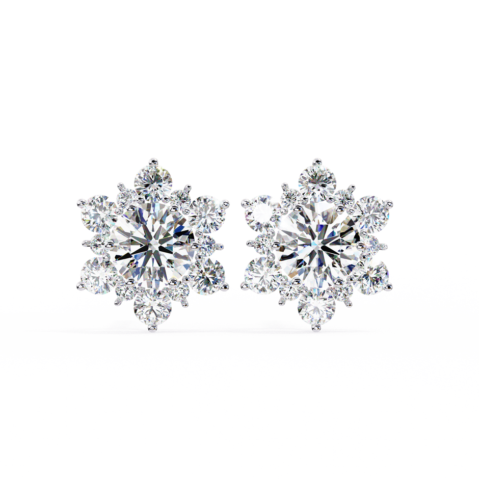 Mirage Double-Halo Diamond Stud Earrings — 10k–18k Gold