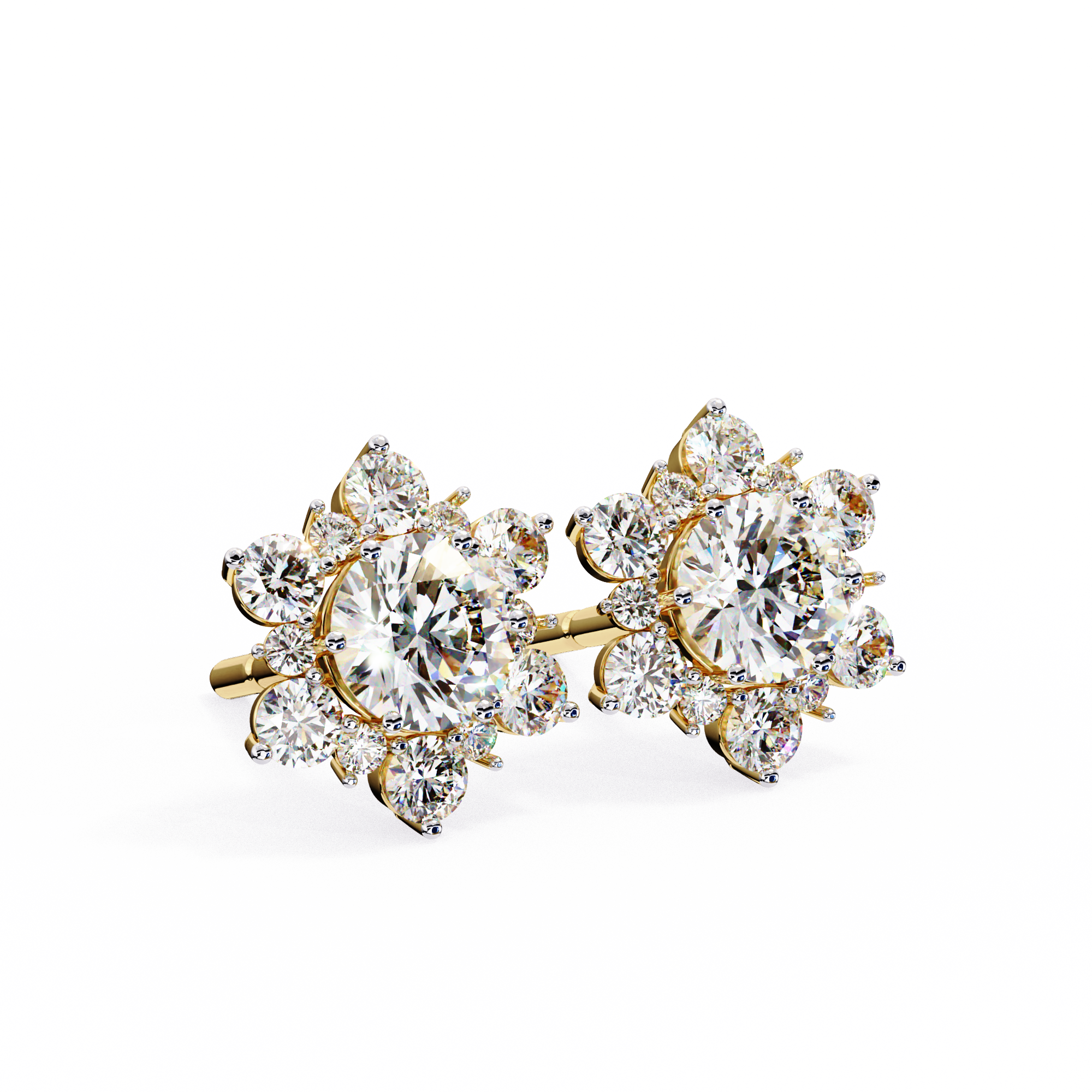 Mirage Double-Halo Diamond Stud Earrings — 10k–18k Gold