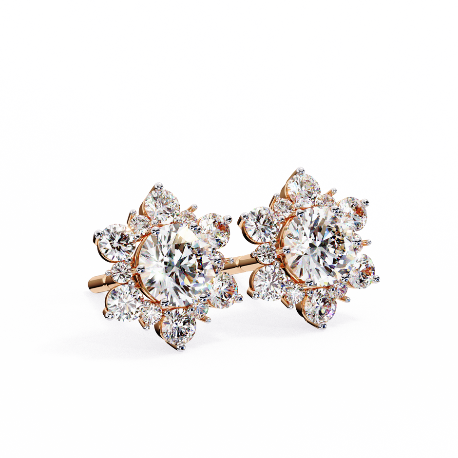 Mirage Double-Halo Diamond Stud Earrings — 10k–18k Gold