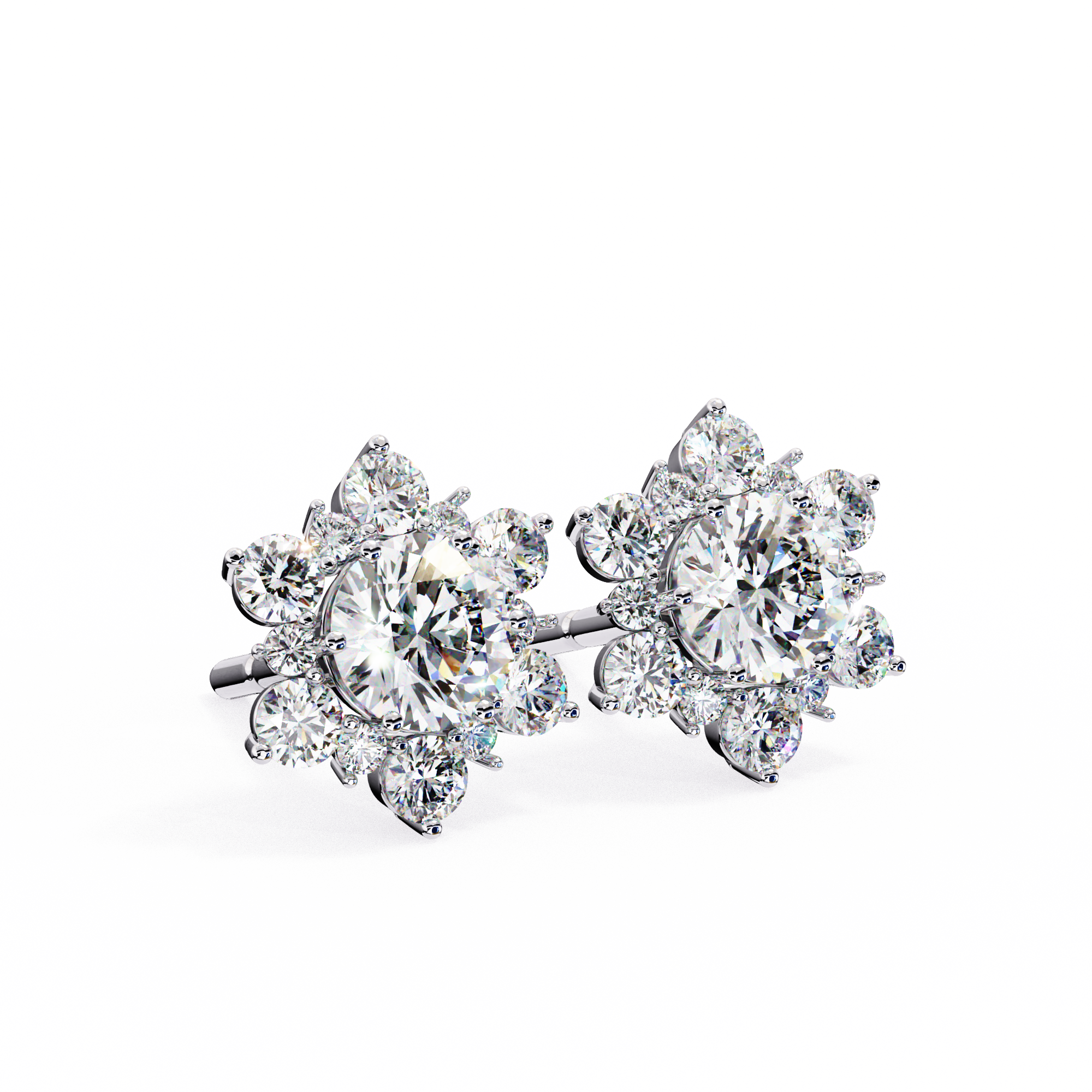 Mirage Double-Halo Diamond Stud Earrings — 10k–18k Gold