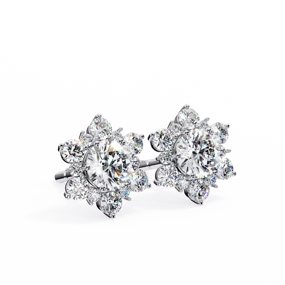 Mirage Double-Halo Diamond Stud Earrings — 10k–18k Gold