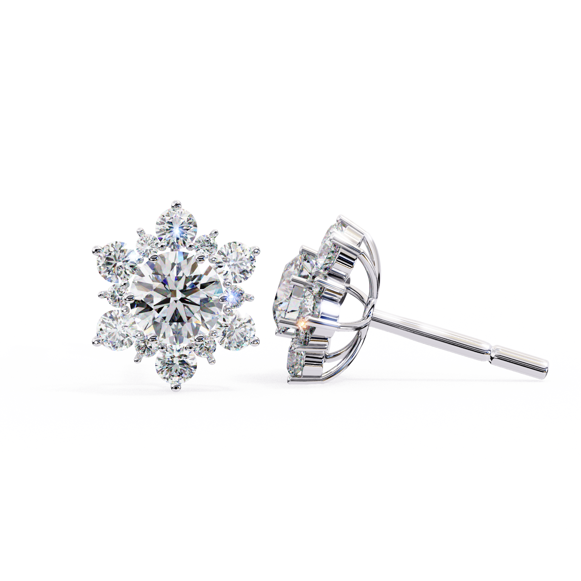 Mirage Double-Halo Diamond Stud Earrings — 10k–18k Gold