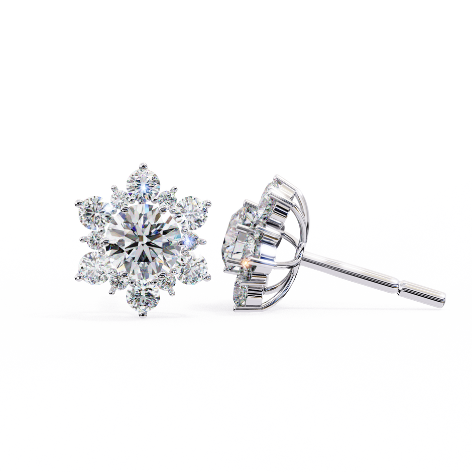 Mirage Double-Halo Diamond Stud Earrings — 10k–18k Gold