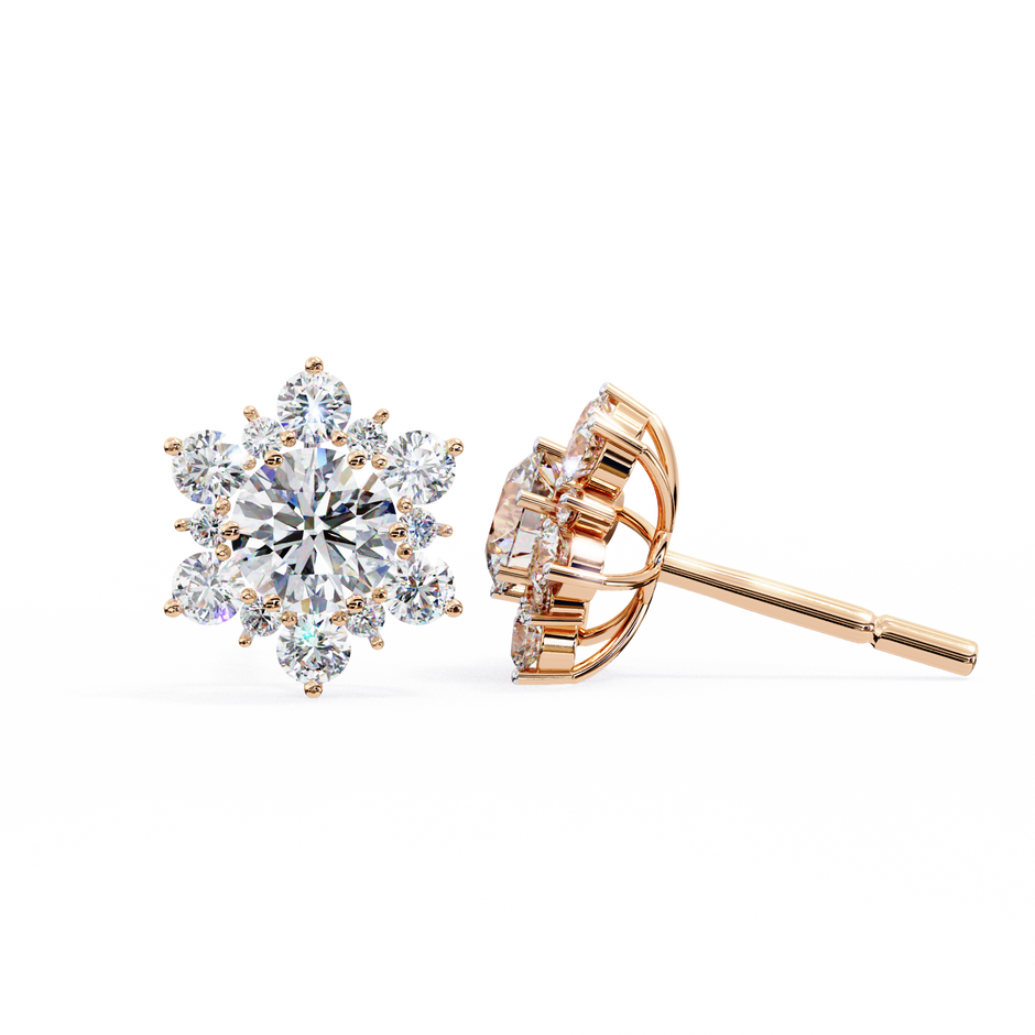 Mirage Double-Halo Diamond Stud Earrings — 10k–18k Gold
