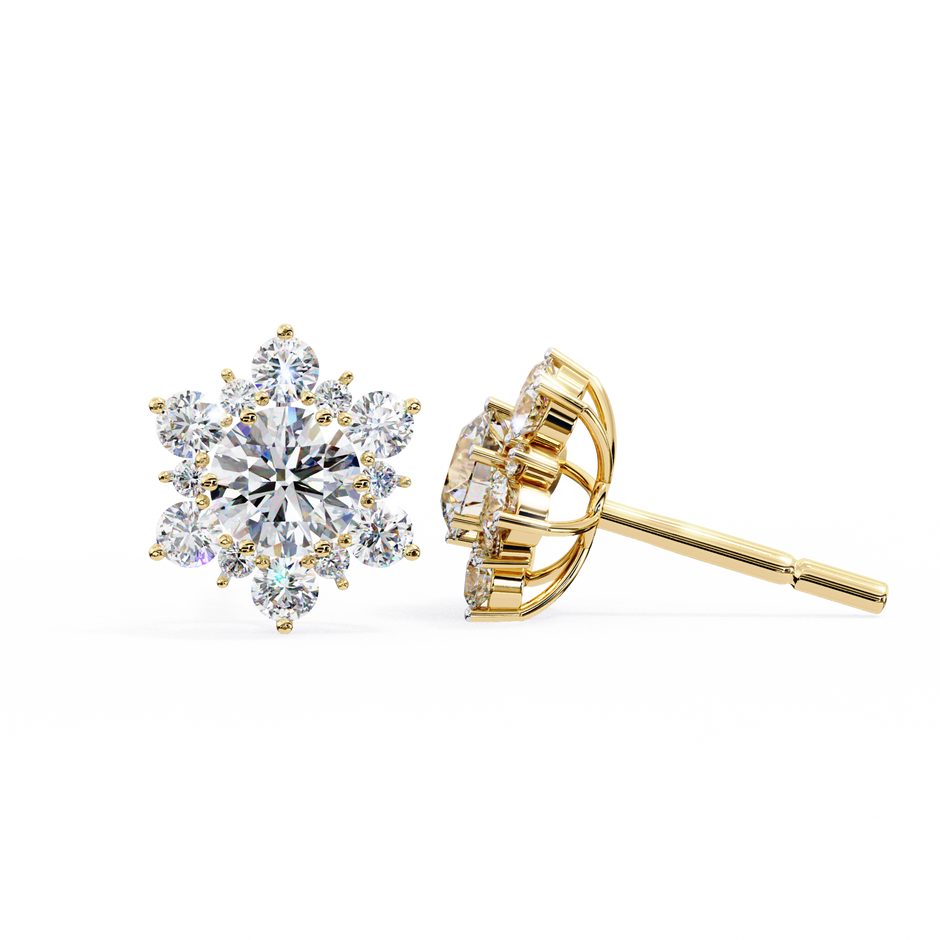 Mirage Double-Halo Diamond Stud Earrings — 10k–18k Gold