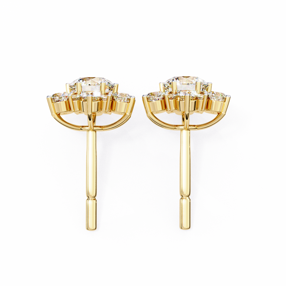 Mirage Double-Halo Diamond Stud Earrings — 10k–18k Gold