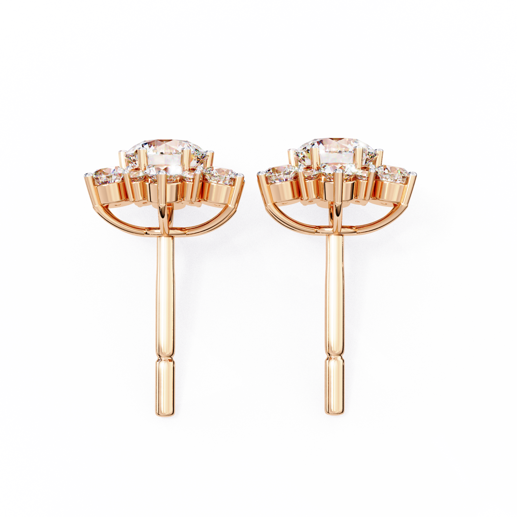Mirage Double-Halo Diamond Stud Earrings — 10k–18k Gold