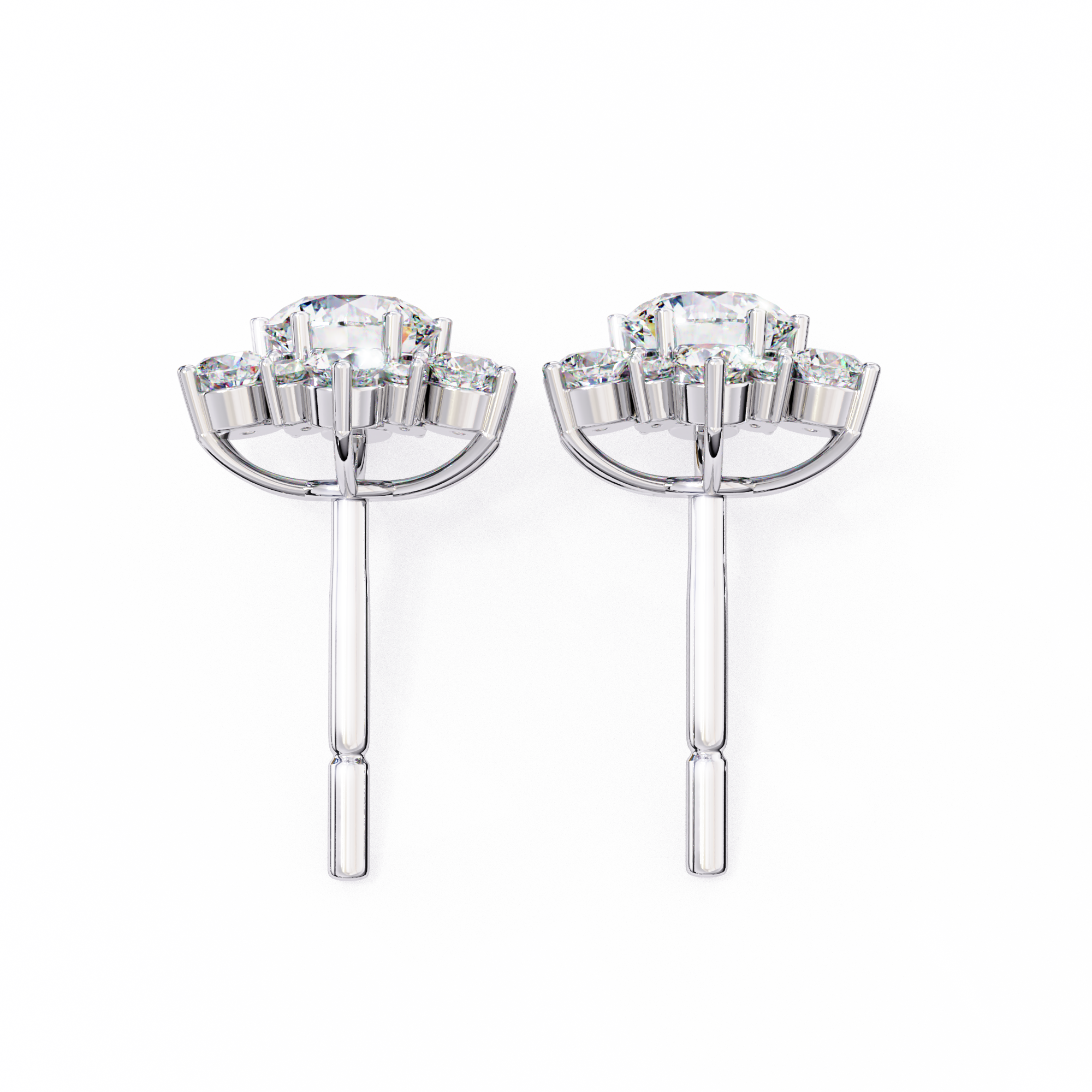 Mirage Double-Halo Diamond Stud Earrings — 10k–18k Gold