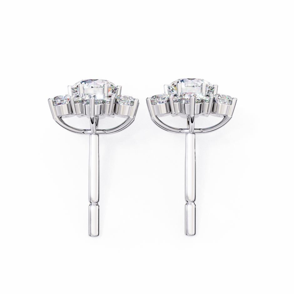 Mirage Double-Halo Diamond Stud Earrings — 10k–18k Gold