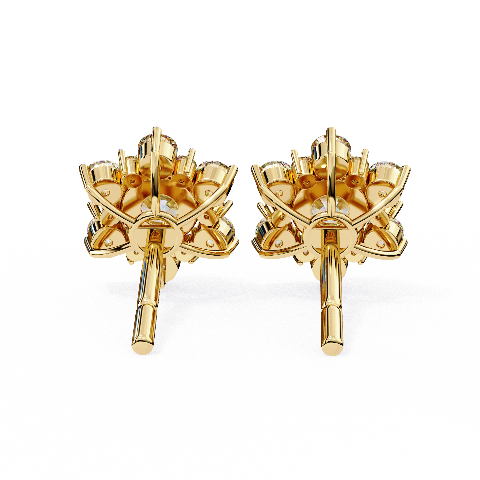Mirage Double-Halo Diamond Stud Earrings — 10k–18k Gold
