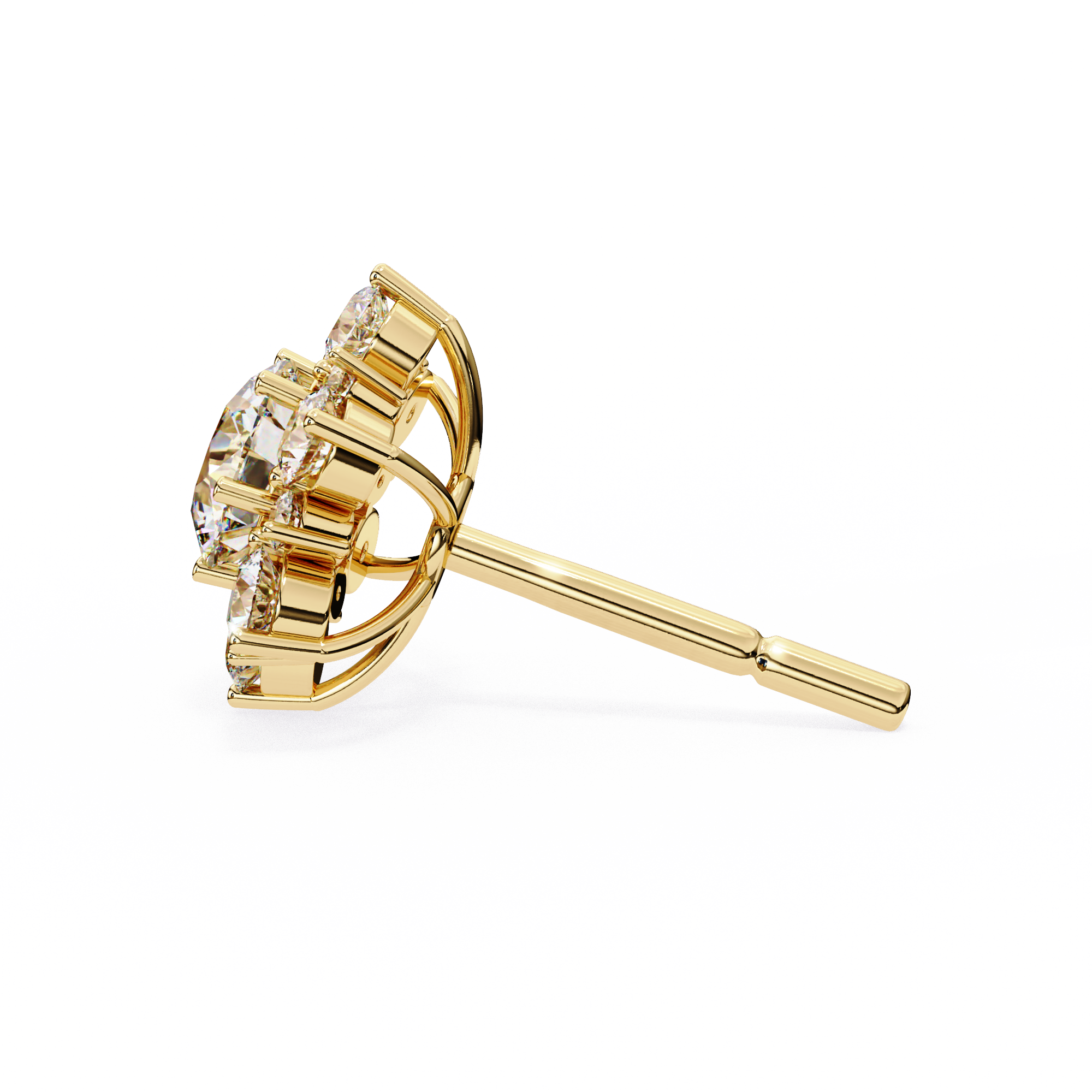 Mirage Double-Halo Diamond Stud Earrings — 10k–18k Gold