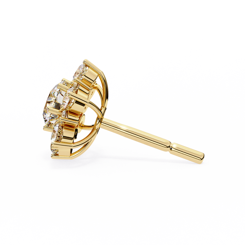 Mirage Double-Halo Diamond Stud Earrings — 10k–18k Gold