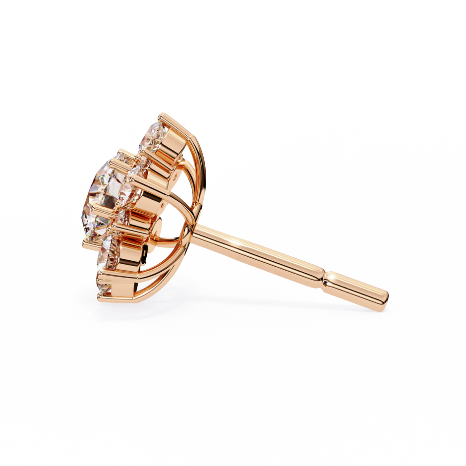 Mirage Double-Halo Diamond Stud Earrings — 10k–18k Gold