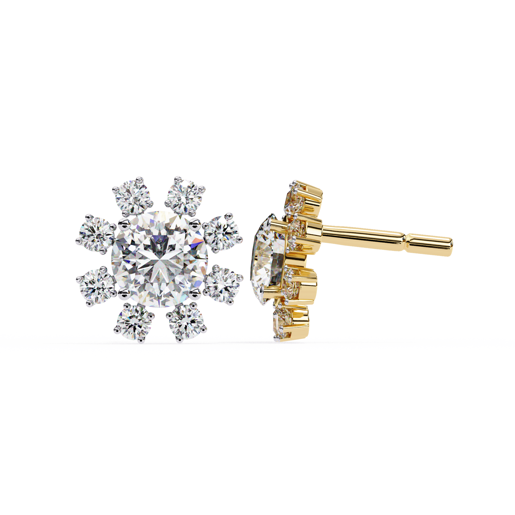 Seraphine Floral Diamond Stud Earrings — 10k–18k Gold