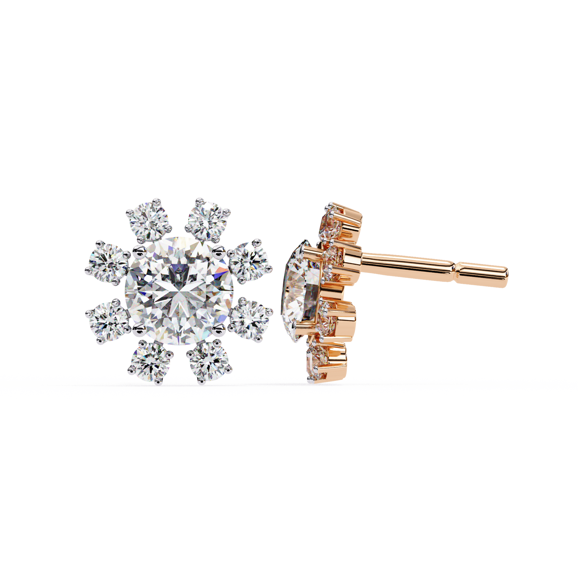 Seraphine Floral Diamond Stud Earrings — 10k–18k Gold