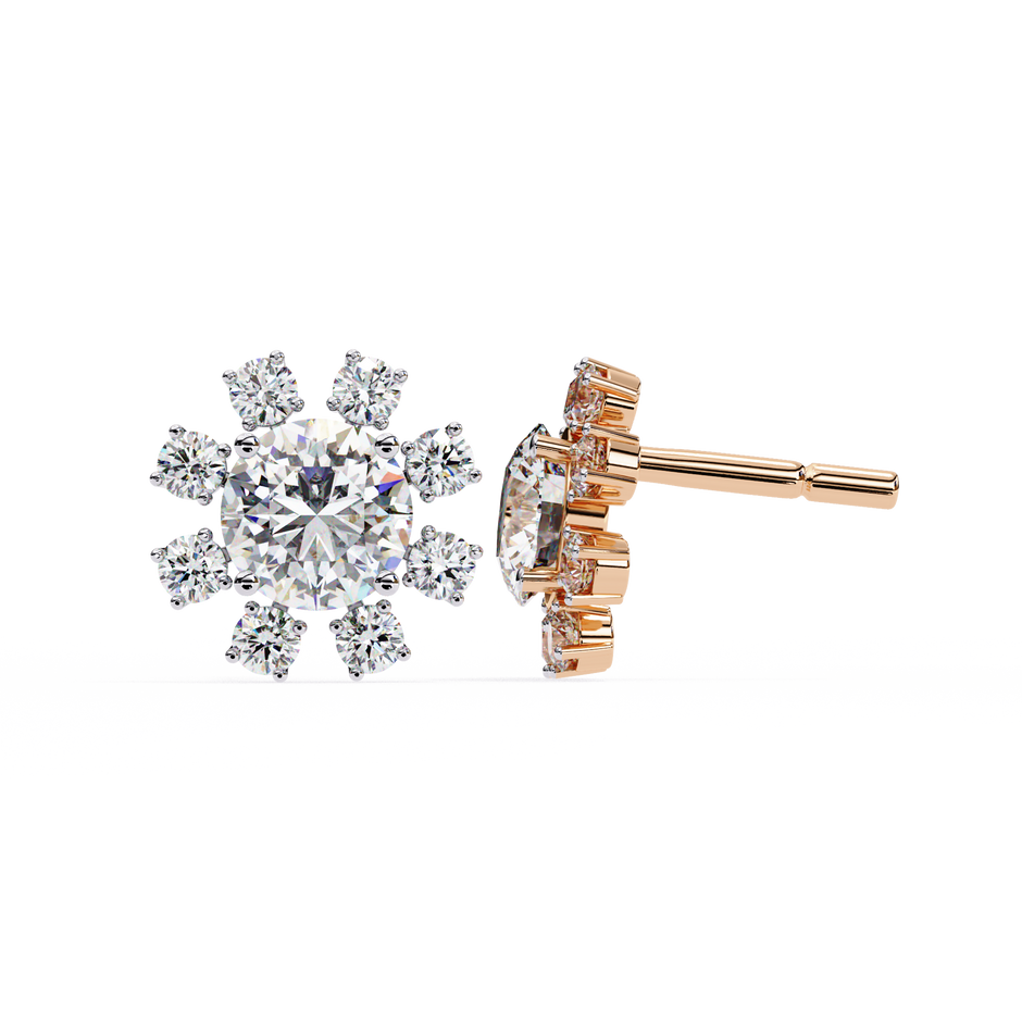 Seraphine Floral Diamond Stud Earrings — 10k–18k Gold