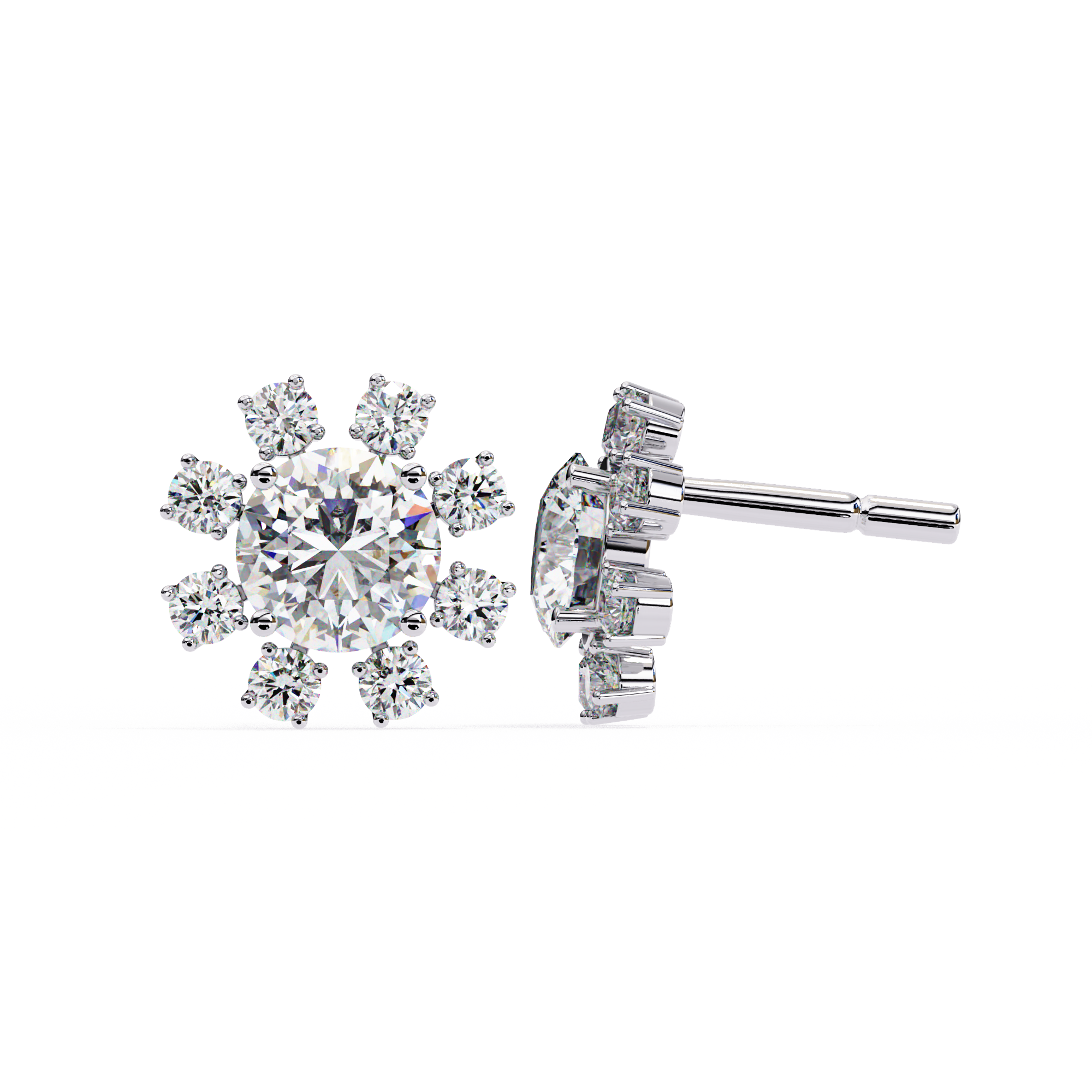 Seraphine Floral Diamond Stud Earrings — 10k–18k Gold