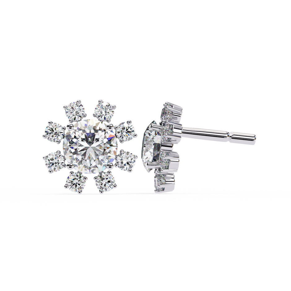 Seraphine Floral Diamond Stud Earrings — 10k–18k Gold