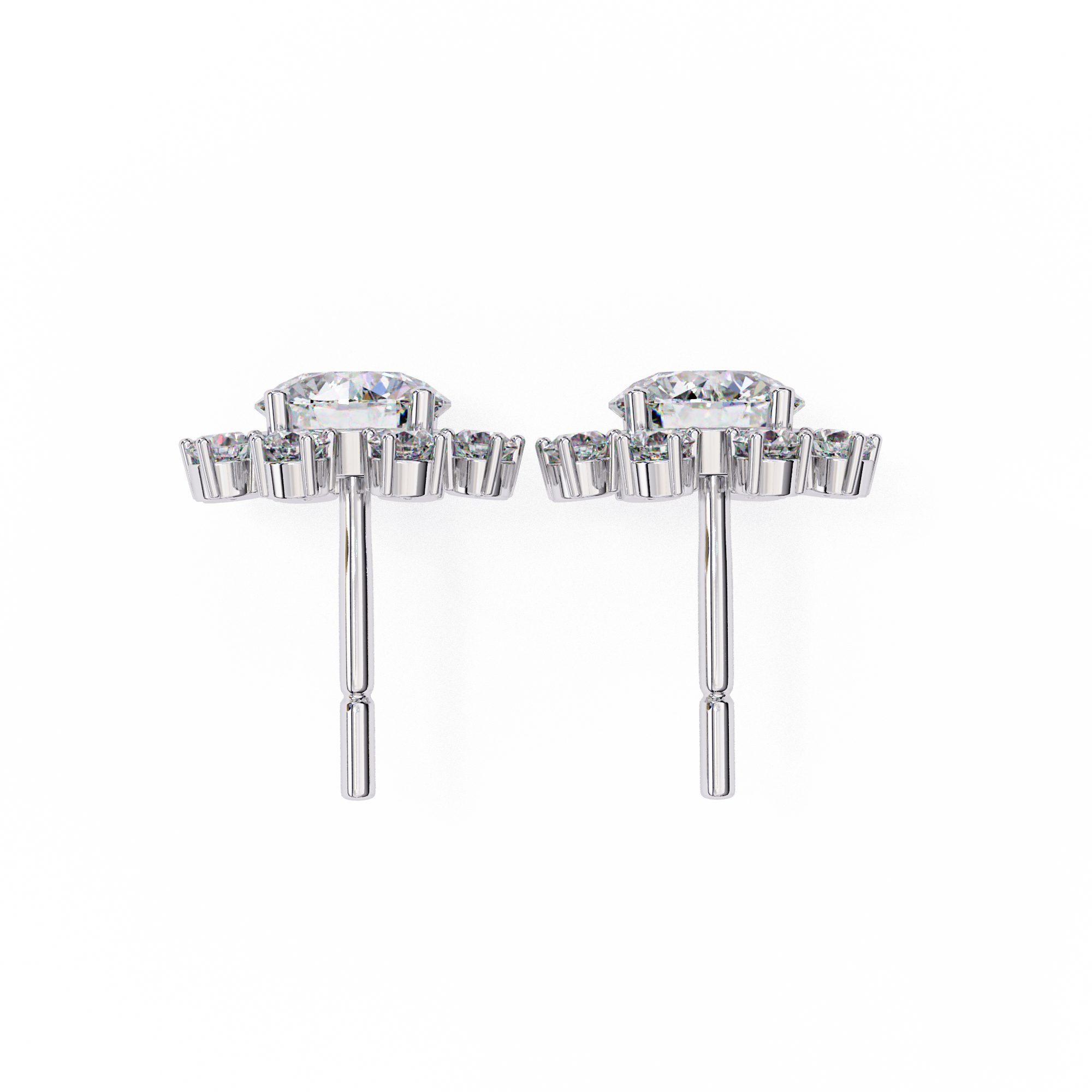 Seraphine Floral Diamond Stud Earrings — 10k–18k Gold