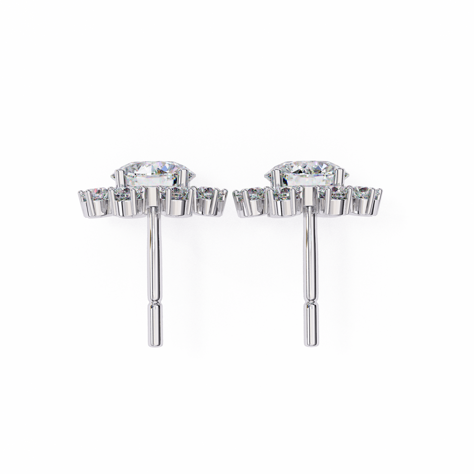 Seraphine Floral Diamond Stud Earrings — 10k–18k Gold