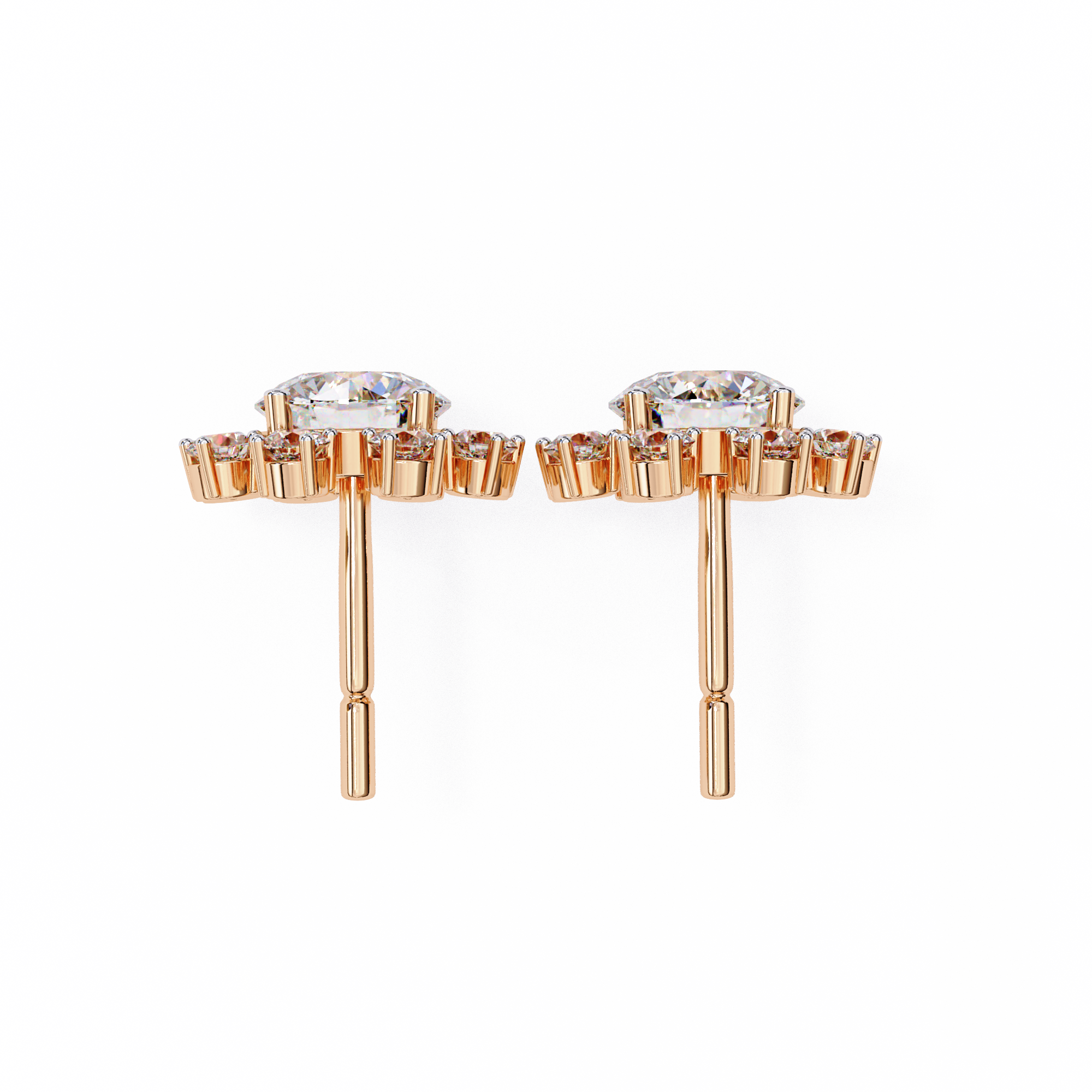 Seraphine Floral Diamond Stud Earrings — 10k–18k Gold