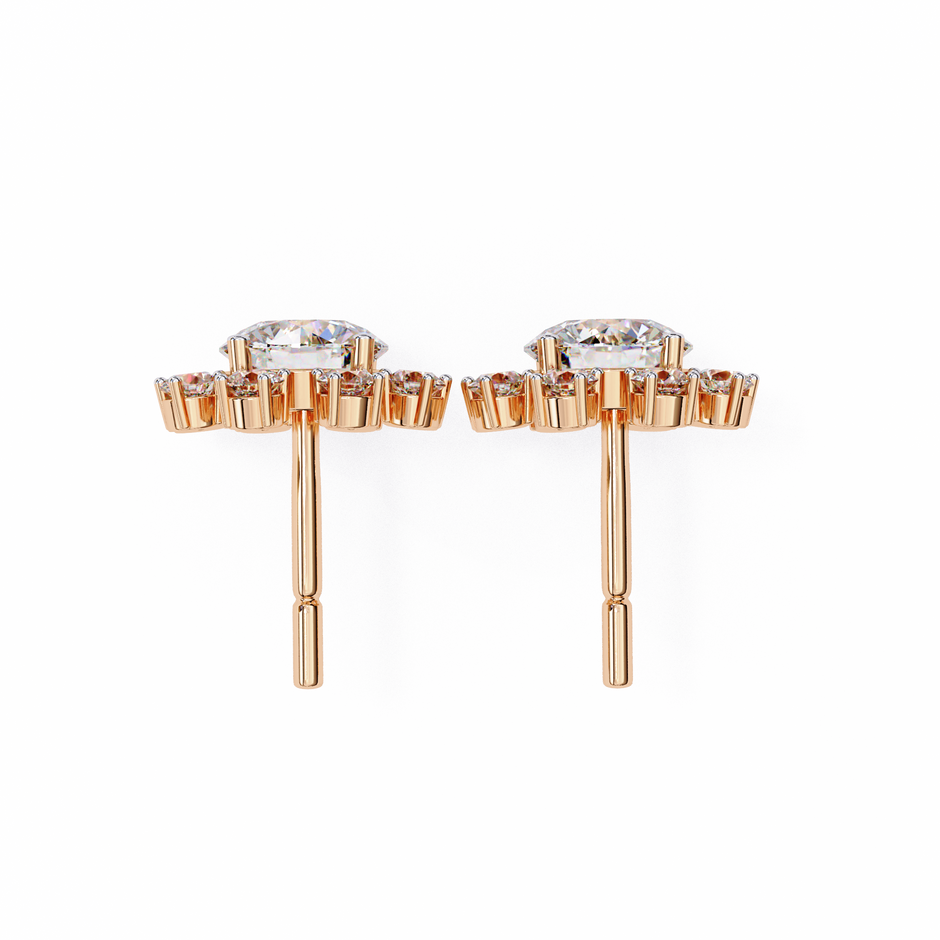 Seraphine Floral Diamond Stud Earrings — 10k–18k Gold