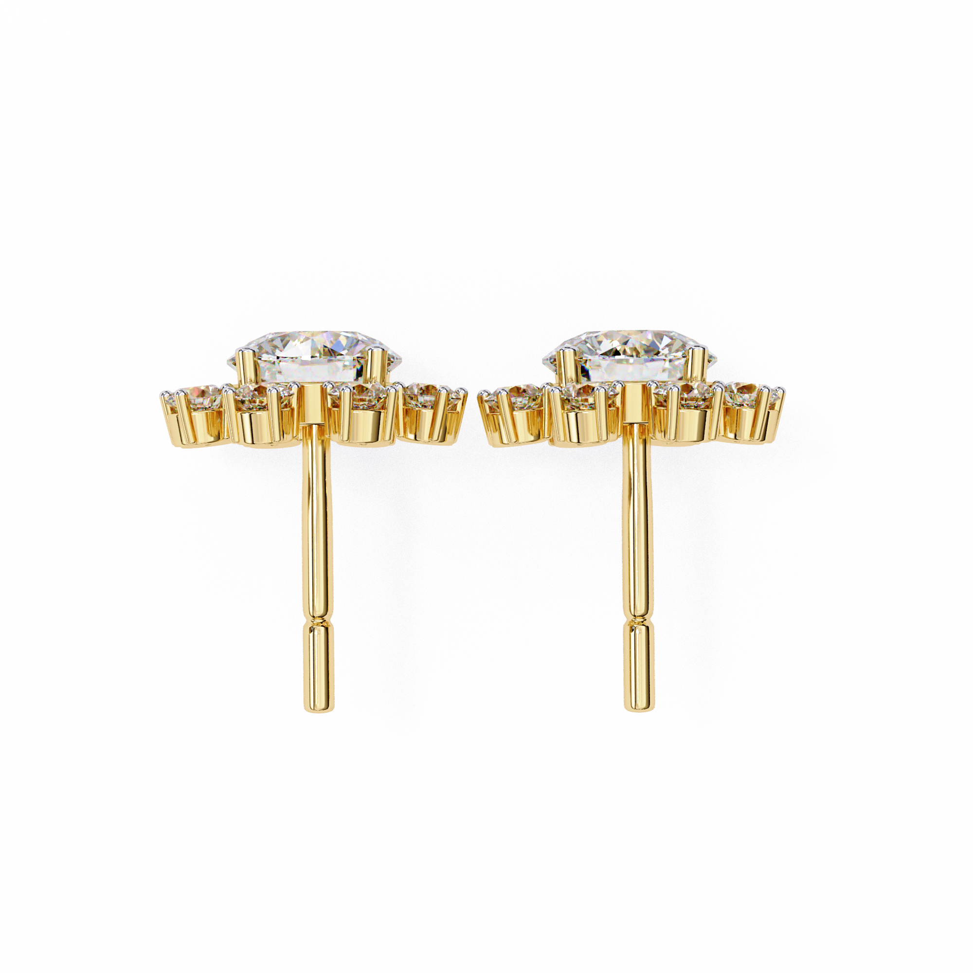 Seraphine Floral Diamond Stud Earrings — 10k–18k Gold