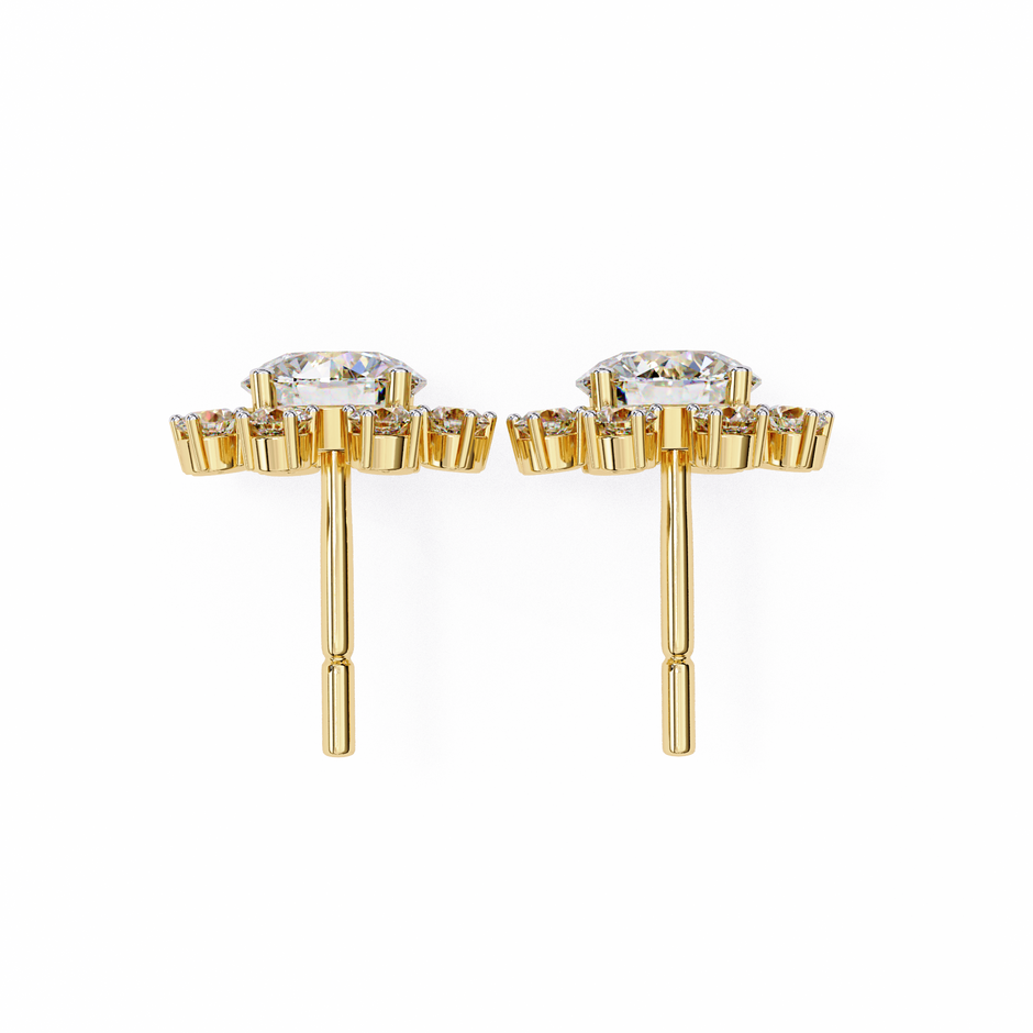 Seraphine Floral Diamond Stud Earrings — 10k–18k Gold