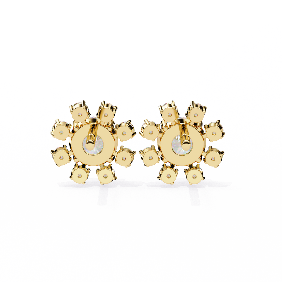 Seraphine Floral Diamond Stud Earrings — 10k–18k Gold