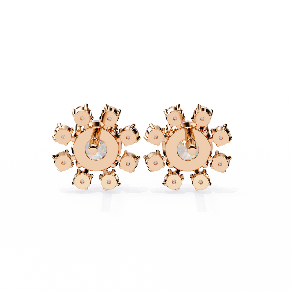 Seraphine Floral Diamond Stud Earrings — 10k–18k Gold