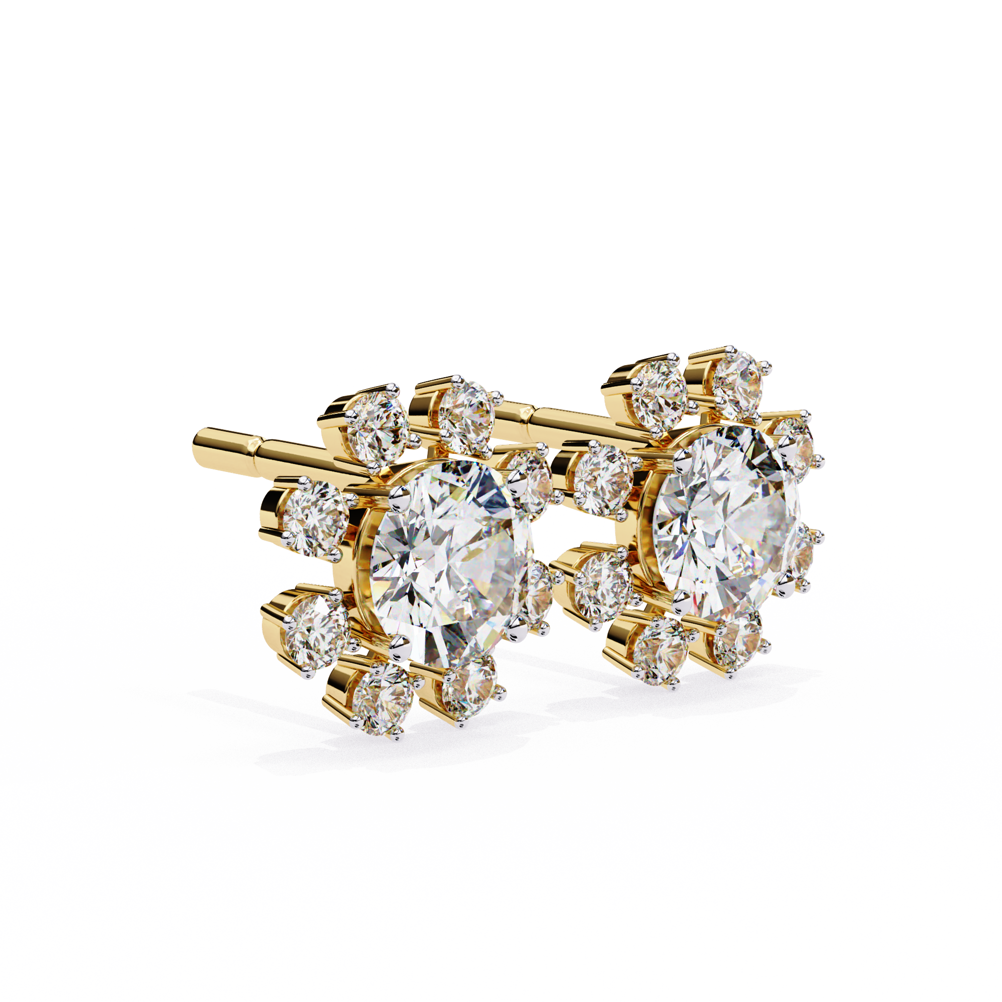 Seraphine Floral Diamond Stud Earrings — 10k–18k Gold